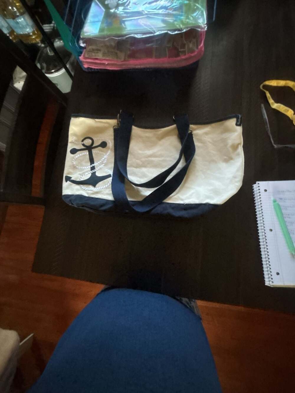 Thirty-One Canvas Crew Nautical Anchor Tote Bag